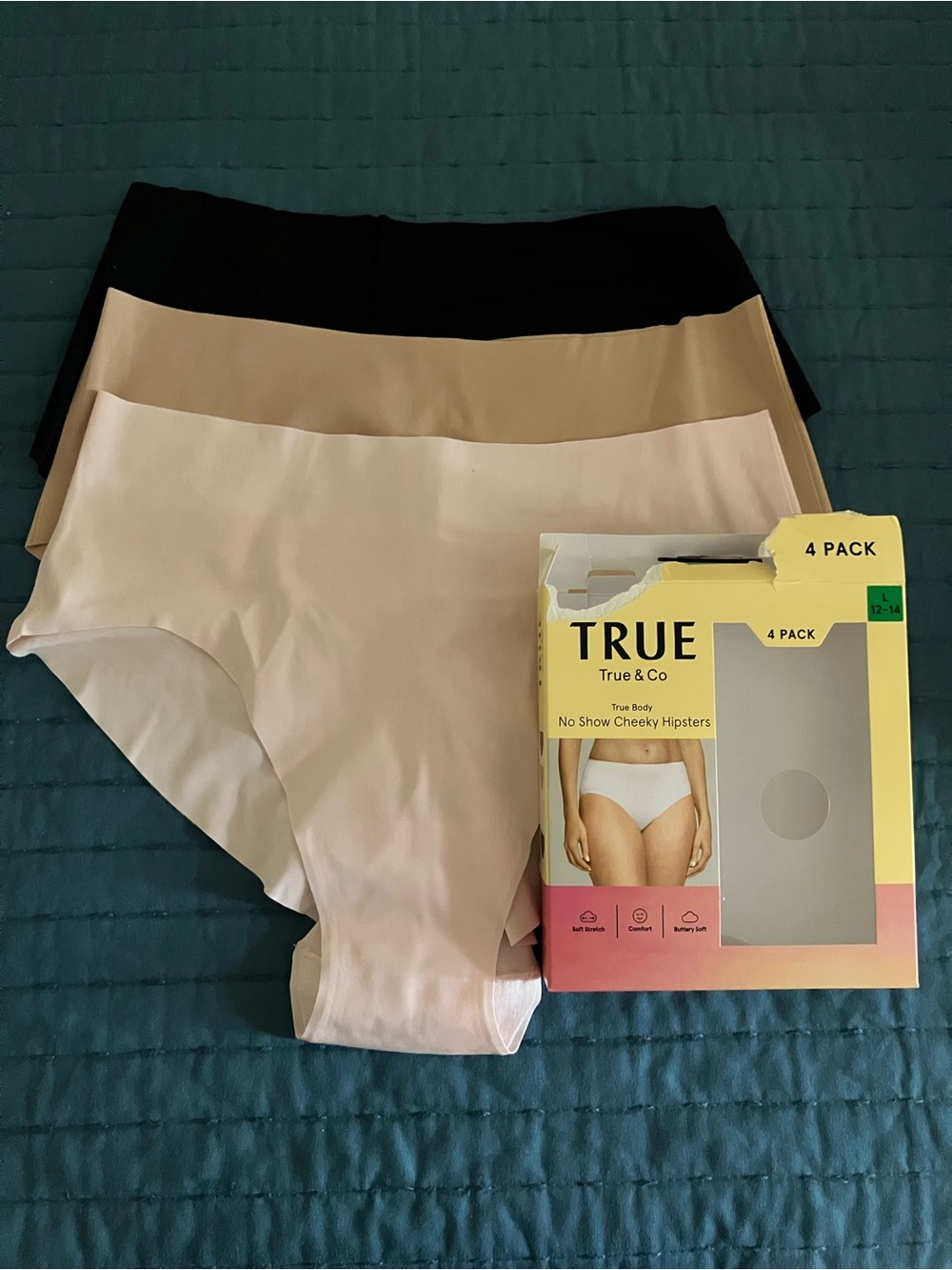 True & Co. Cheeky Hipsters in Black, Tan, Blush
